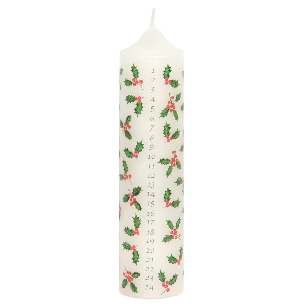 Pillar Christmas Holly Advent Candle | Christmas Candle |