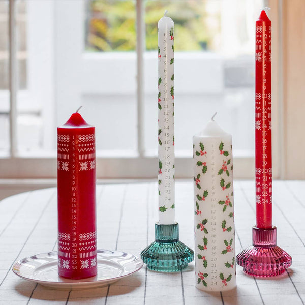 Pillar Christmas Holly Advent Candle | Christmas Candle |