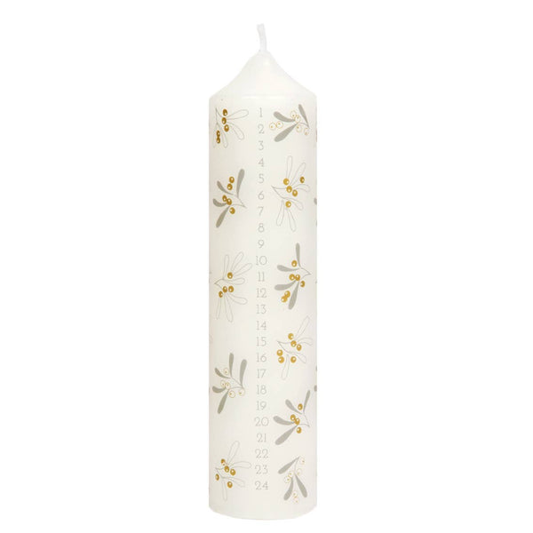 Pillar Mistletoe Christmas Advent Candle | Xmas Candle |