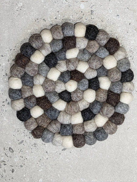 Felt Wool Ball Placemat/Trivet | Multi-Natural