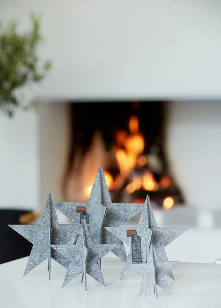 Set of 3 standing stars | Eco Felt | White