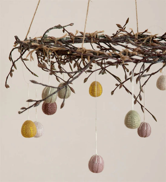 Easter Eggs | Rose Colours with Garland Embroidery  | set of 3