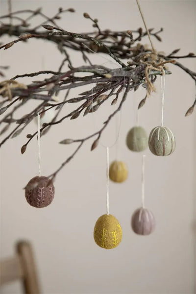 Easter Eggs | Rose Colours with Garland Embroidery  | set of 3