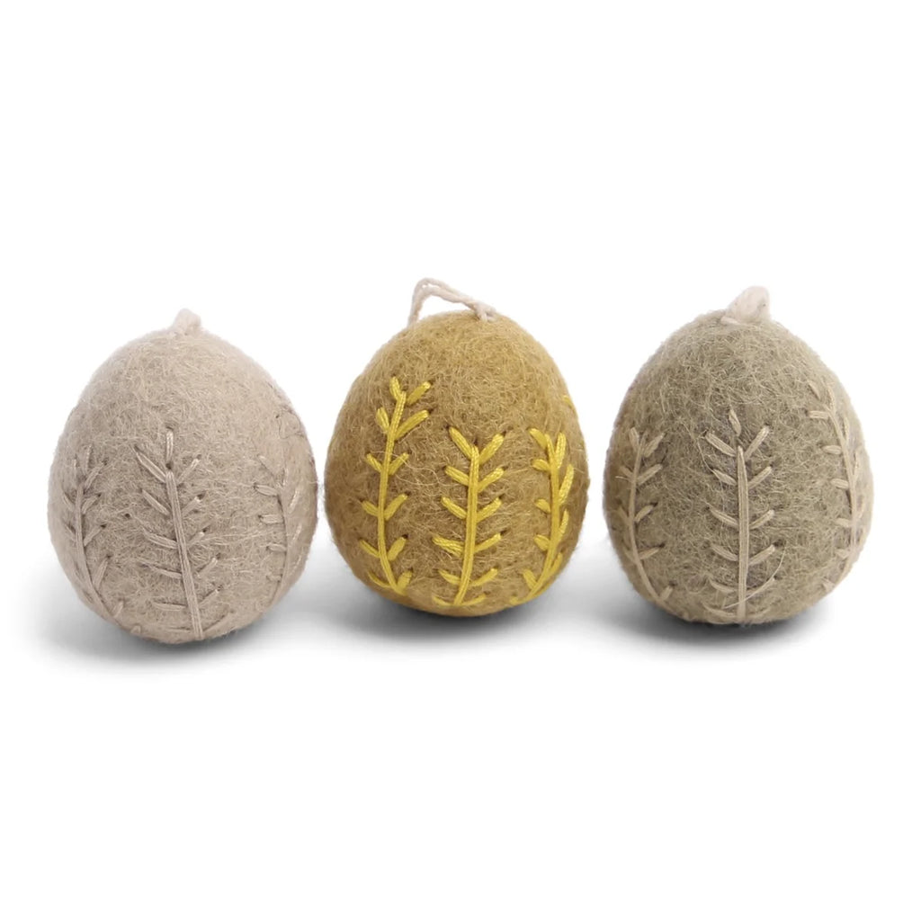 Easter Eggs |Clay Colours with Garland Embroidery  | set of 3