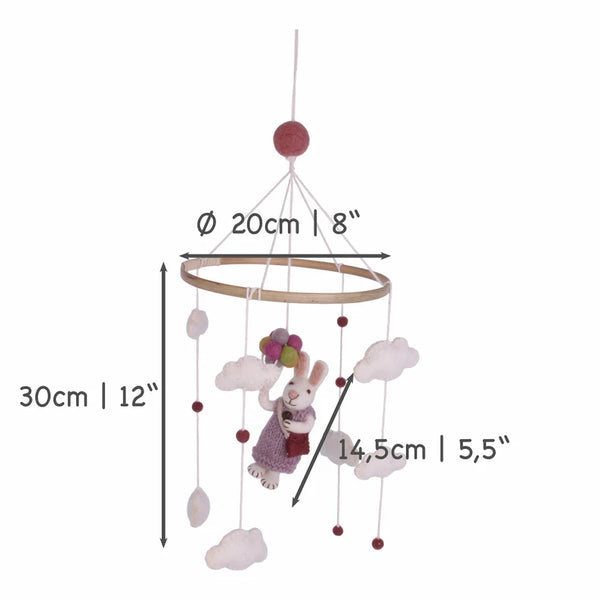 Mobile| Girl Bunny with Balloons | White/Purple