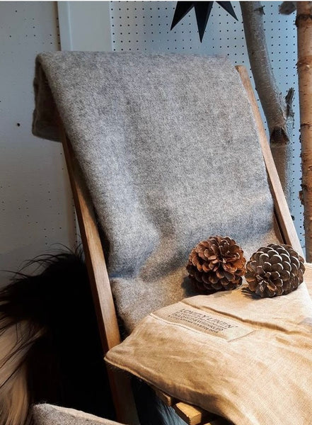 Wool & Linen Luxury Double Throw | Grey/Natural Linen
