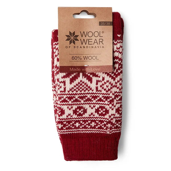 Scandinavian Wool Socks | Snowflake | Red