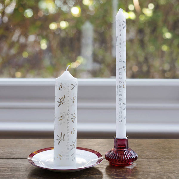 Pillar Mistletoe Christmas Advent Candle | Xmas Candle |