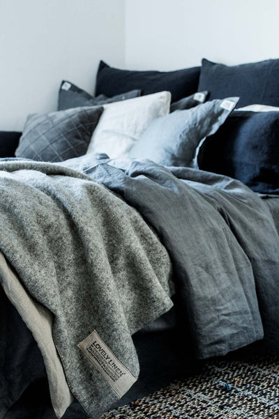 Wool & Linen Luxury Double Throw | Grey/Natural Linen