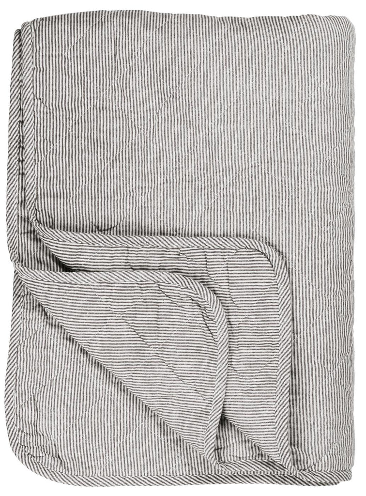 Cotton Quilt - White & Dark Grey Stripes