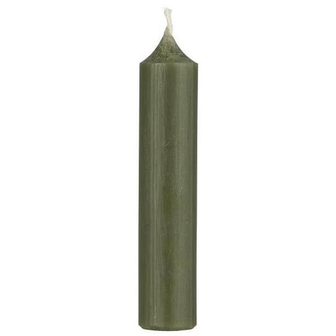 Short Rustic Dinner Candle | Forest Green