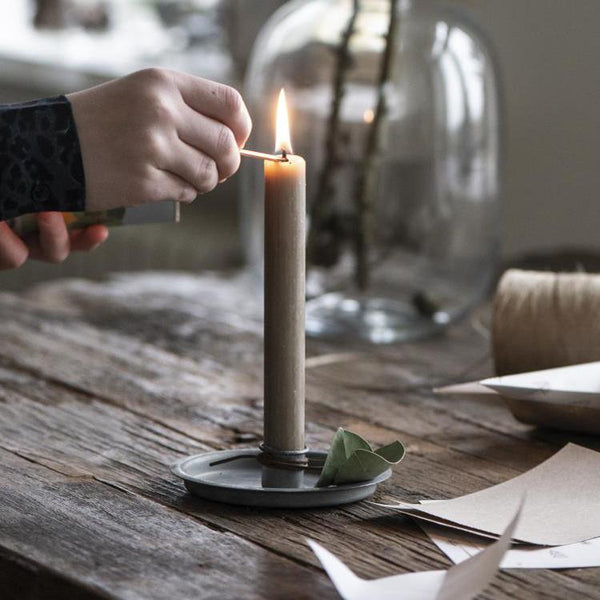 Simple Grey Zinc Candle Holder