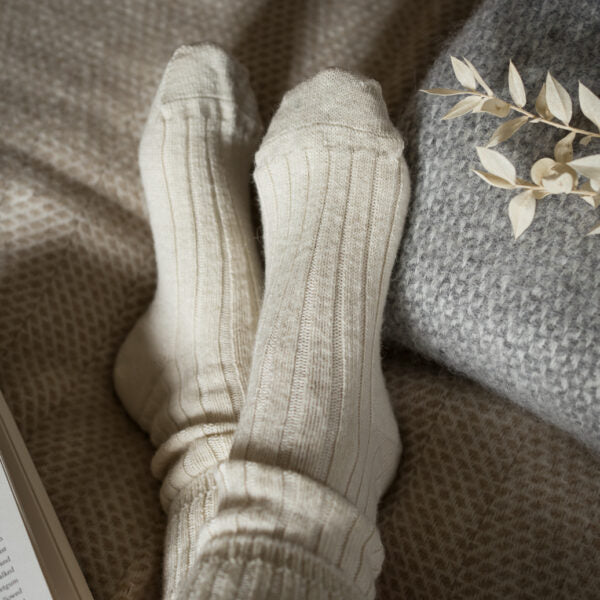 Alpaca Lounge/Bed Socks - Cream