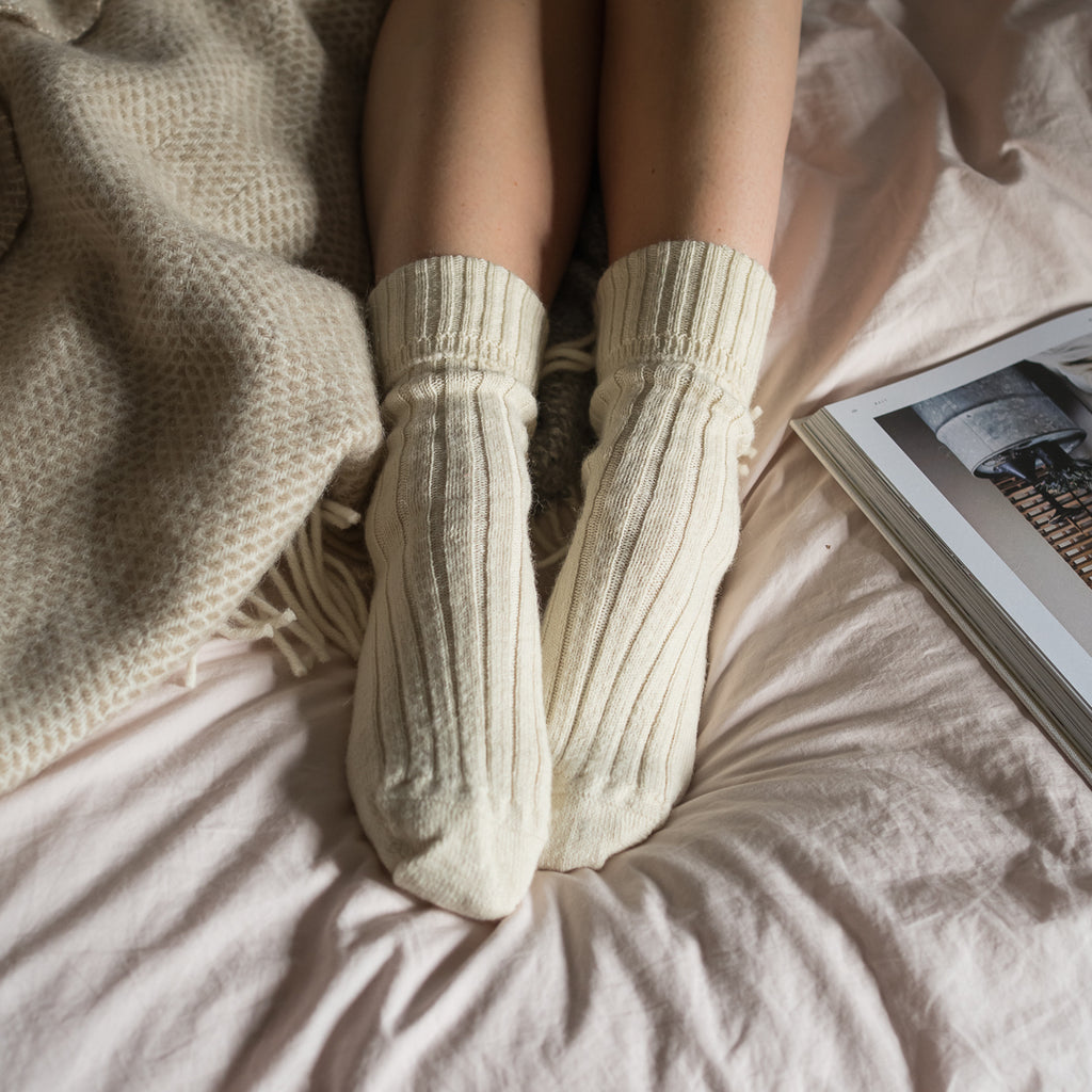 Alpaca Lounge/Bed Socks - Cream
