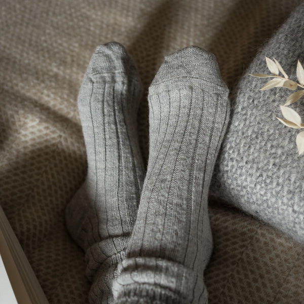 Alpaca Lounge/Bed Socks - Grey