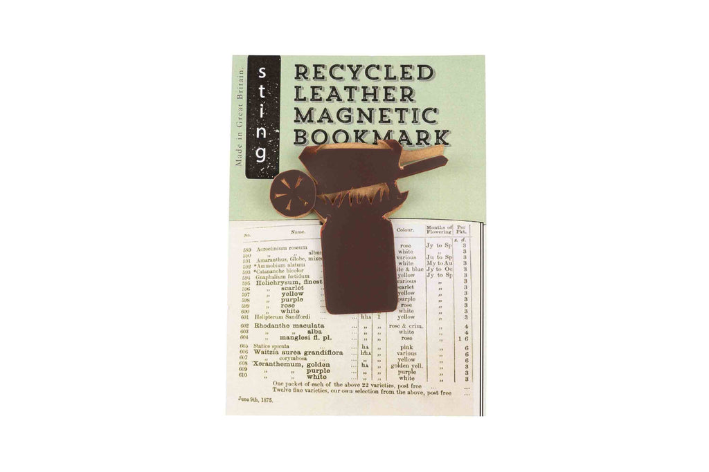 Magnetic Bookmark | Recycled Leather | Wheelbarrow
