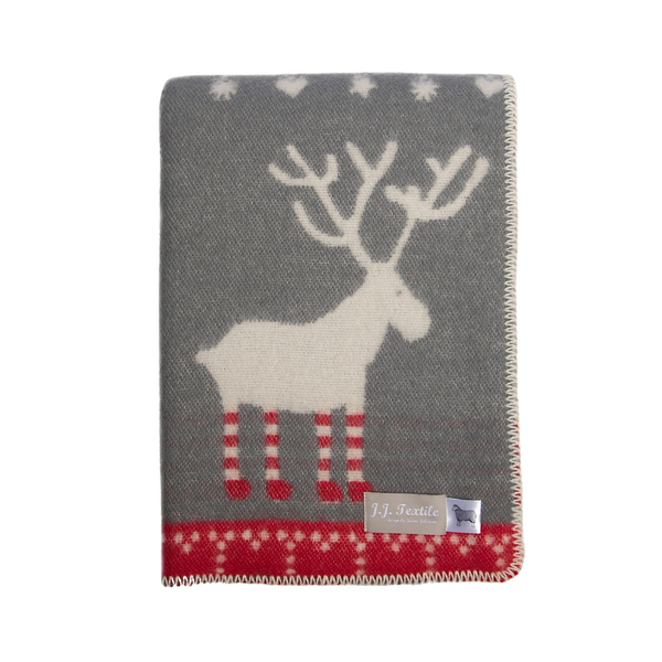 Wool Blanket | Festive | Red and Grey