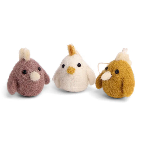 Mini Wool Roosters | Set of 3