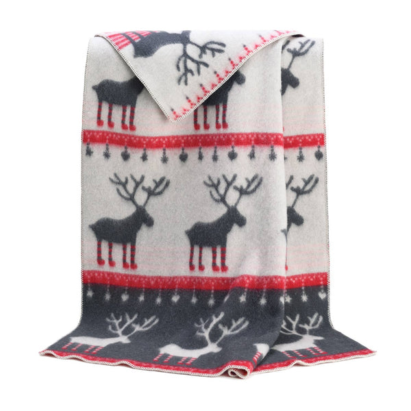 Wool Blanket | Festive | Red and Grey