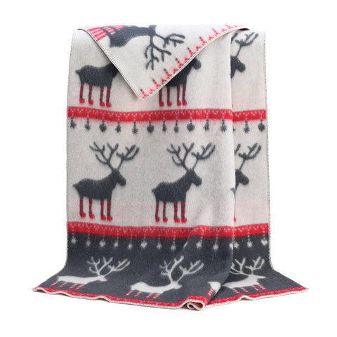 Wool Blanket | Festive | Red and Grey