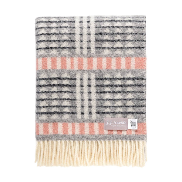 Wool Throw | Black and Pink Stripe