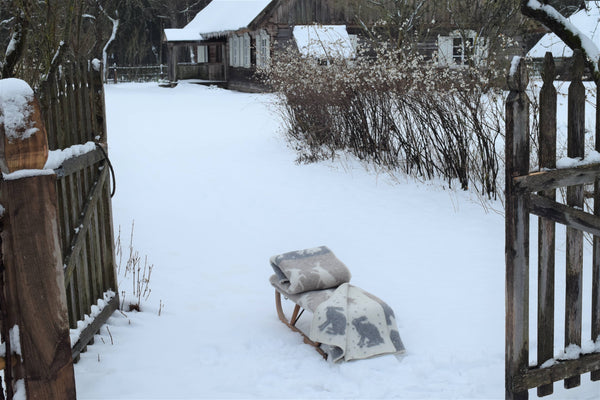 Wool Blanket | Hare Design | Snow Beige and Grey