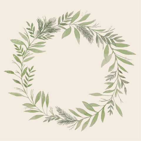 Paper Napkins | Green Wreath x 20