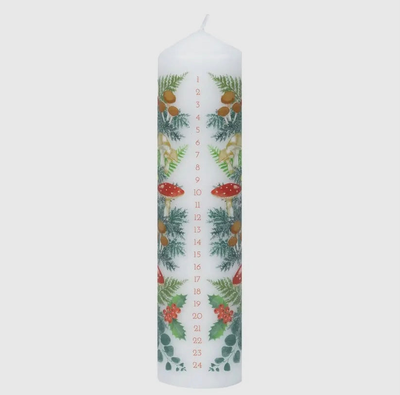 Advent Candle | Christmas Candle | Forest and Fungi