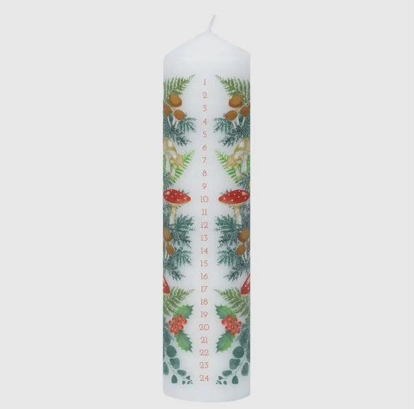 Advent Candle | Christmas Candle | Forest and Fungi