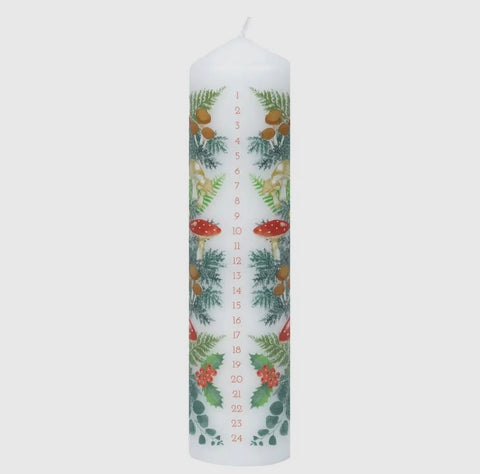 Advent Candle | Christmas Candle | Forest and Fungi