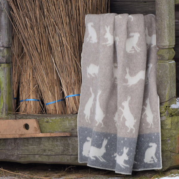 Wool Blanket | Hare Design | Snow Beige and Grey