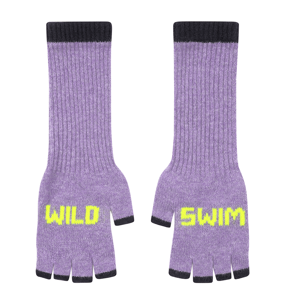 Fingerless Gloves | Wild Swim | Parma Violet & Neon Yellow