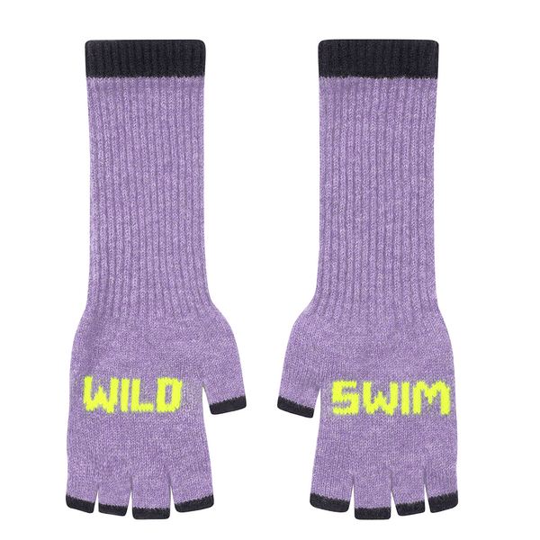 Fingerless Gloves | Wild Swim | Parma Violet & Neon Yellow