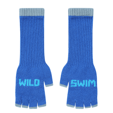 Wild Swim Fingerless Gloves | Klein Blue & Neon Blue