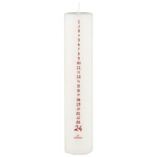 Advent Calendar Candle | White w/ Red Numbers