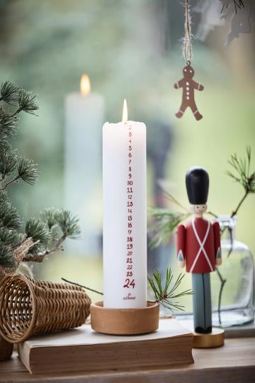 Advent Calendar Candle | White w/ Red Numbers