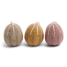 Easter Eggs |  Colours with Embroidered Stripe | set of 3