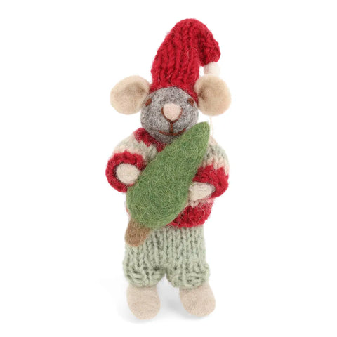 Boy Mouse with Christmas Tree | Grey | Small