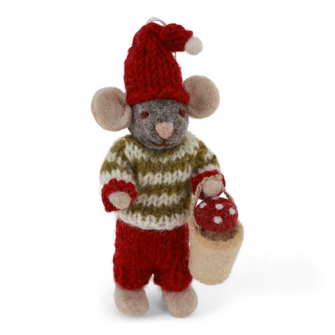 Boy Mouse with Mushroom | Grey & Red