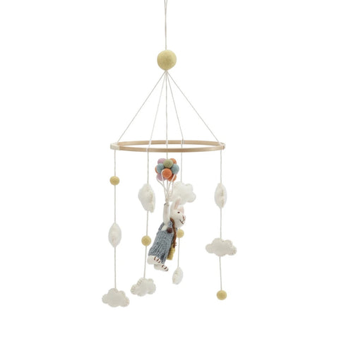 Mobile| Boy Bunny with Balloons | Blue/White
