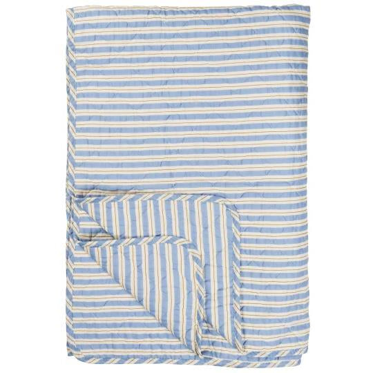 Cotton Quilt | Blue w White/Brown Stripes.