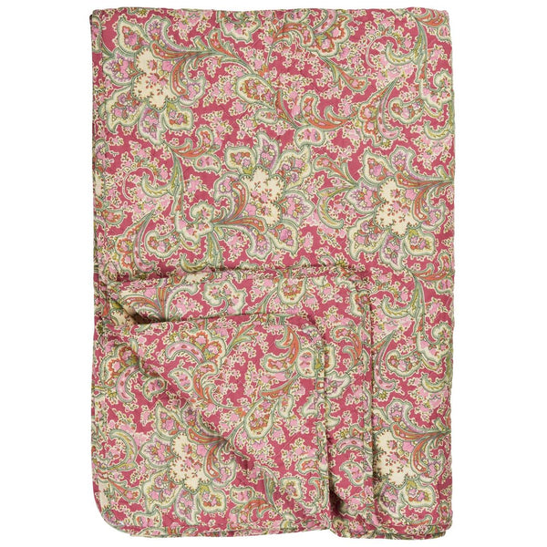 Cotton Quilt | Raspberry w/Paisley