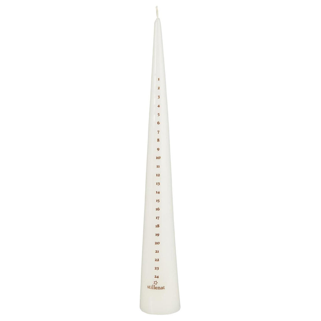 Advent Calendar Candle | Cone Shaped | White w/ Copper Numbers