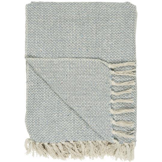 Cotton Blanket | Cream/Light Blue | Zigzag pattern