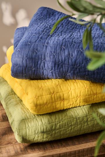 Cotton Quilt | Indigo with Cross Stitches