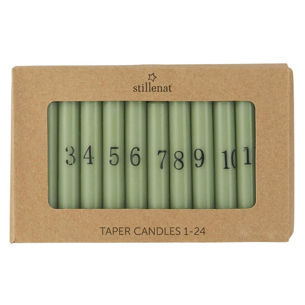 Slim Taper Calendar Candles | 1-24 Numbers