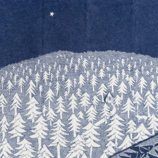 Eco Lambswool Throw | House in the Forest | Navy Blue