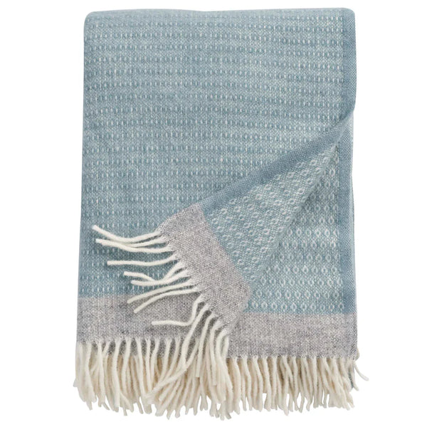 Eco Lambswool Throw | Harald | Dusty Blue & Grey