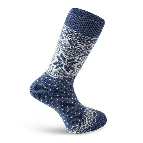 Scandinavian Wool Socks | Snowflake | Denim Blue