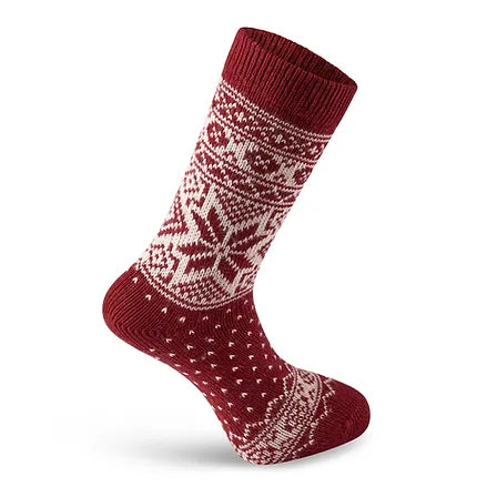 Scandinavian Wool Socks | Snowflake | Red